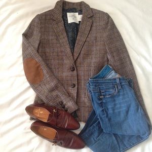 H&M Tweed Blazer With Elbow Patches Size 2